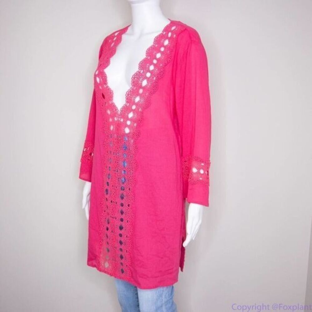 La Blanca pointelle cotton pink tunic, coverup size M‎ - Picture 4 of 16
